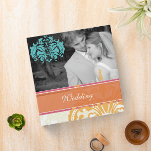Honeysuckle Blue Curacao Beeswax Damask Wedding Binder