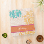 Honeysuckle Blue Curacao Beeswax Damask Wedding Binder<br><div class="desc">Aqua Beeswax Raspberry Wild Flower Vintage Bird Wedding  See More Vintage Flower Invitations</div>