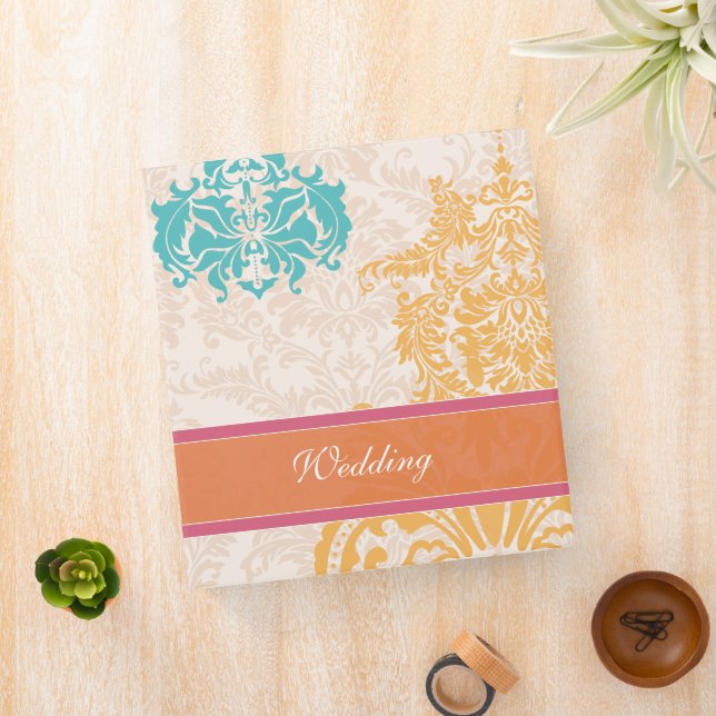 Honeysuckle Blue Curacao Beeswax Damask Wedding Binder (In Situ)