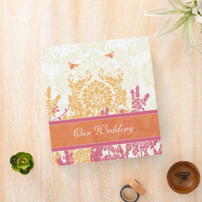 Honeysuckle Blue Curacao Bumble Bee Damask Wedding Binder (In Situ)