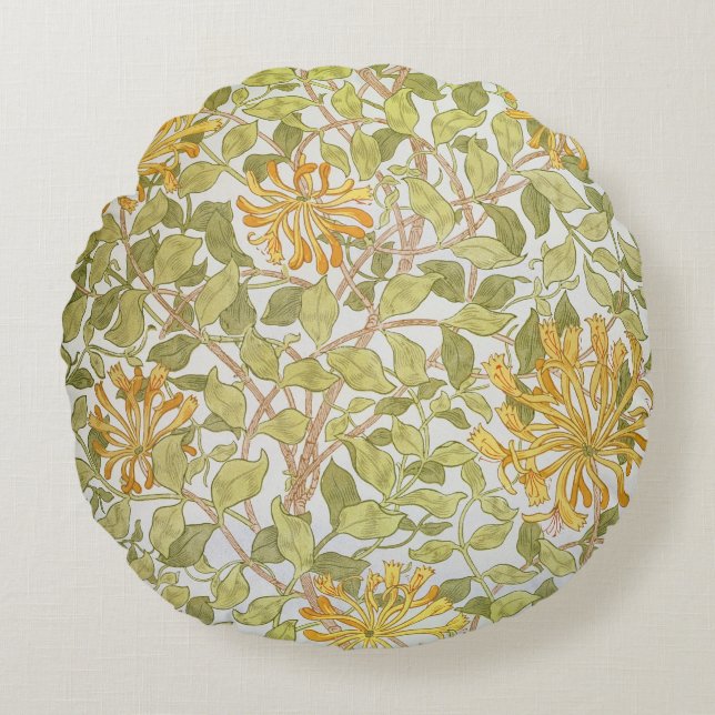 'Honeysuckle' design, 1883 Round Pillow (Front)