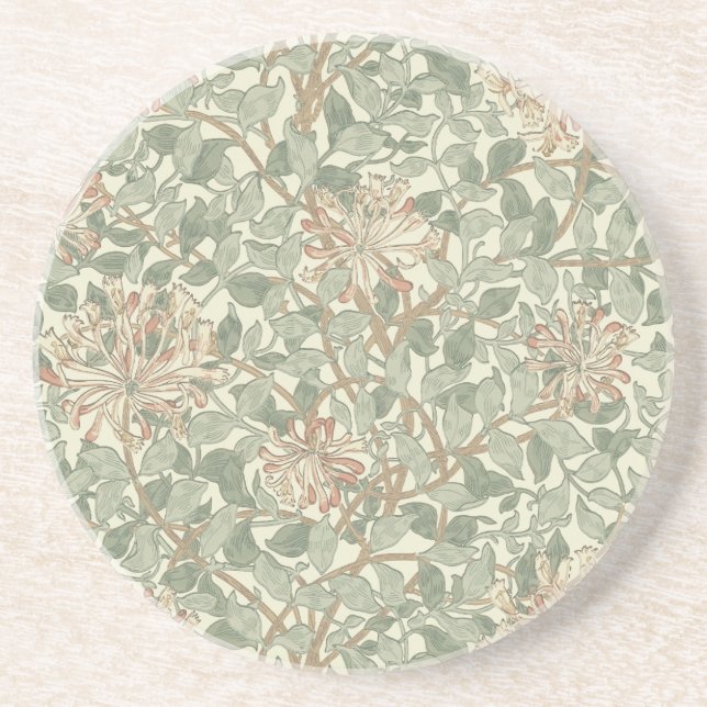 Honeysuckle Floral Wallpaper William Morris Coaster (Front)