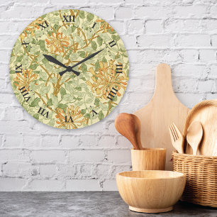 Honeysuckle Flower Pattern William Morris Large Clock