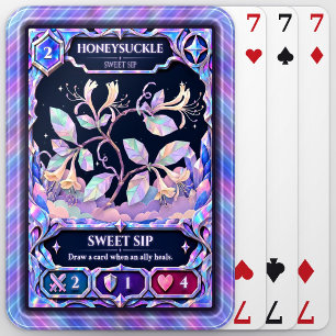 Honeysuckle Flower, Rainbow Foil Art Playing Cards
