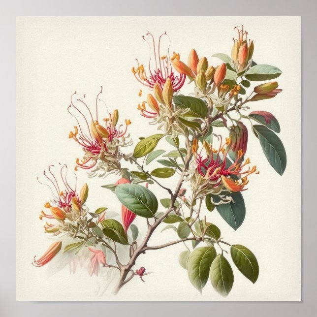 Honeysuckle Flowers Art Print Poster (Devant)