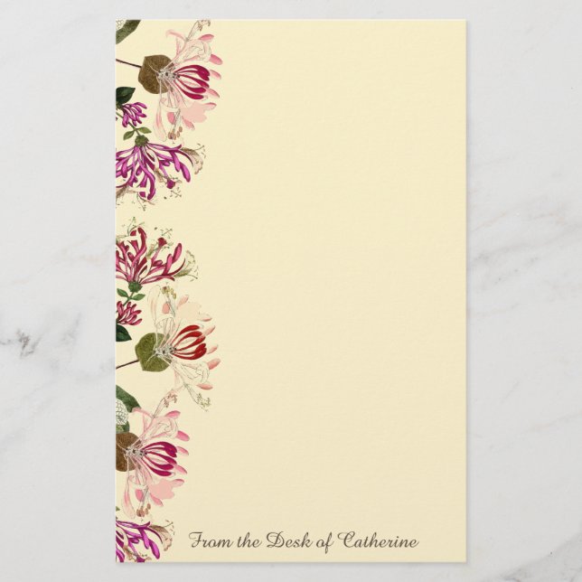 Honeysuckle Flowers Floral Botanical Stationery (Front)