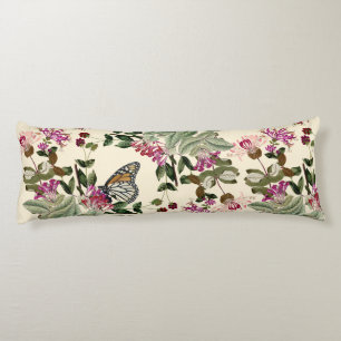Honeysuckle Flowers Floral Butterfly Body Pillow