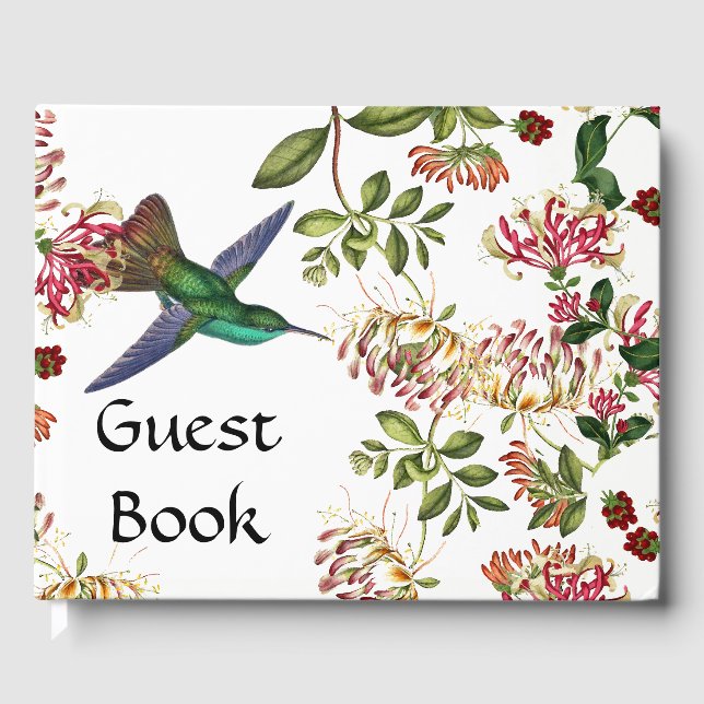 Honeysuckle Flowers Hummingbird Bird Livre d'invit (Recto)