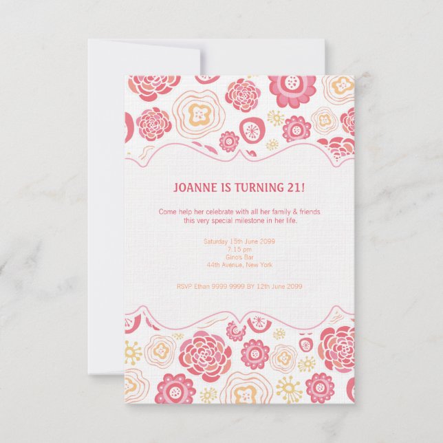Honeysuckle Flowers Summer 21st Birthday Invite (Front)