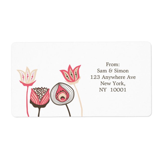 Honeysuckle Funky Flowers Return Address Label (Front)