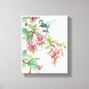 Honeysuckle Hummingbird Stretched Canvas Print