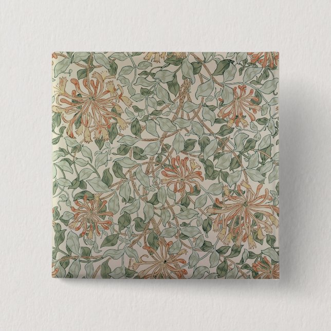 'Honeysuckle II' design 2 Inch Square Button (Front)
