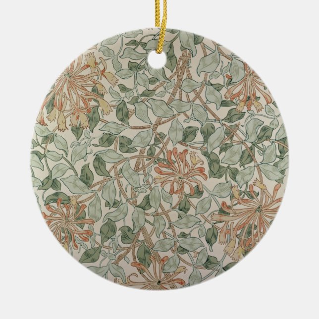 'Honeysuckle II' design Ceramic Ornament (Front)