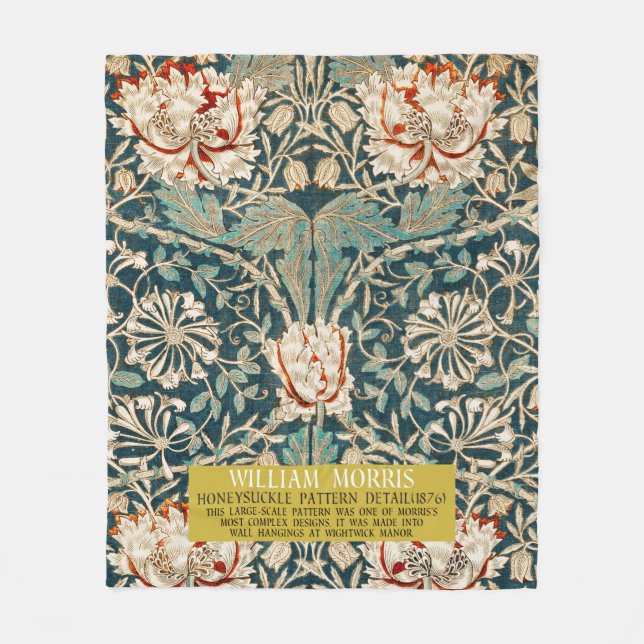 Honeysuckle Pattern - Design of William Morris Fleece Blanket (Front)