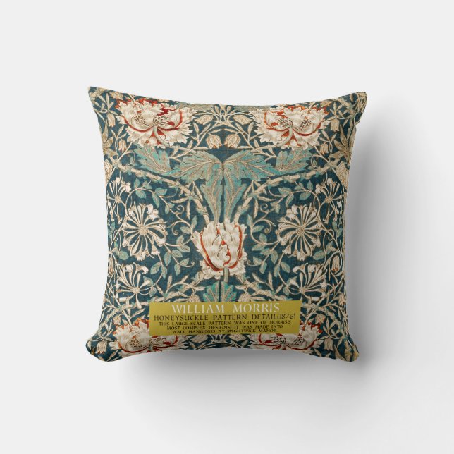 Honeysuckle Pattern - Design of William Morris  Throw Pillow (Front)