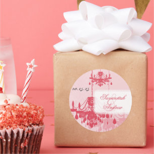 Honeysuckle Pink Damask Chandelier Stickers