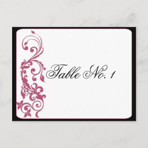 Honeysuckle Pink Rounded Corner Table Number Postcard