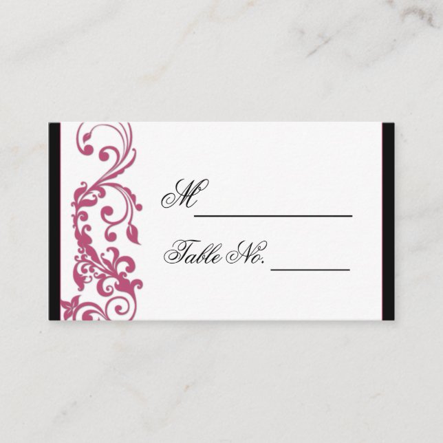 Honeysuckle Pink Rounded Corner Wedding Place Card (Front)