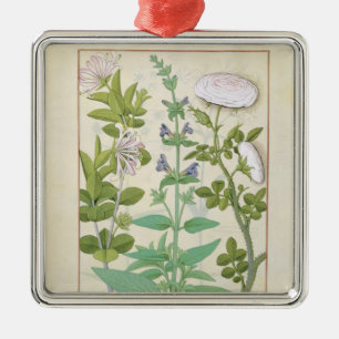 Honeysuckle, Sage and Rose Metal Ornament