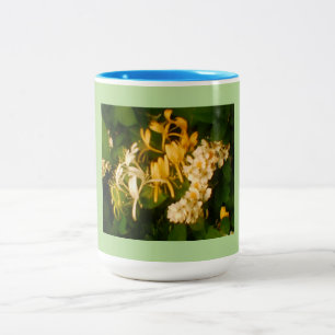 Honeysuckle Wild Roses Aqua Green Two-Tone Coffee Mug
