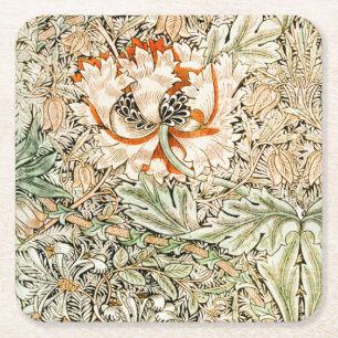 Honeysuckle, William Morris Square Paper Coaster