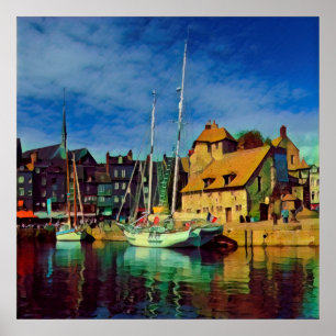HONFLEUR - docking - old pier - panorama Poster