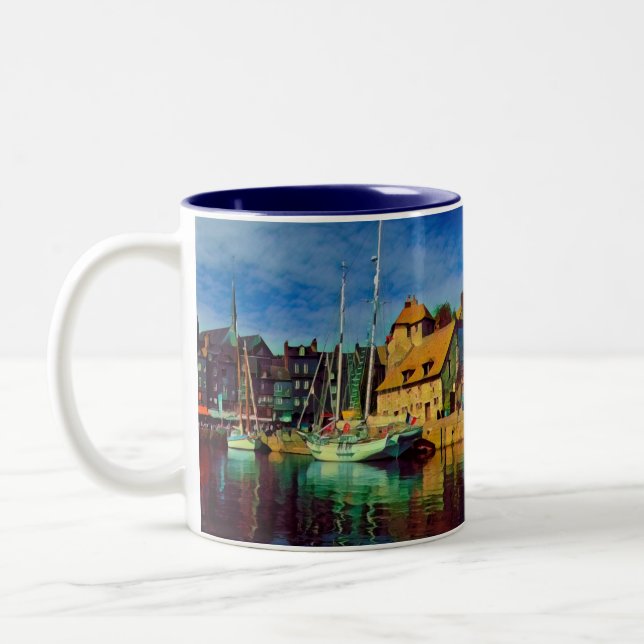 HONFLEUR - docking - old pier - panorama Two-Tone Coffee Mug (Left)