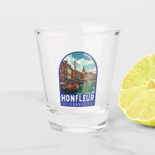 Honfleur France Travel Art Vintage Shot Glass (Front)