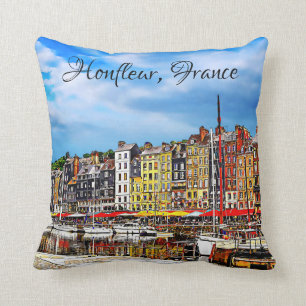 Honfleur harbour in Normandy, France. Throw Pillow