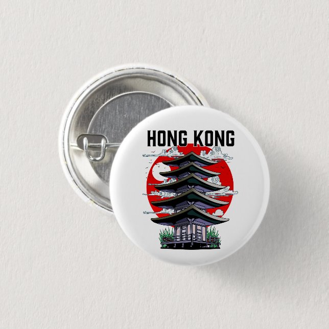 Hong Kong 1 Inch Round Button (Front & Back)
