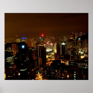 Hong Kong at Night Poster