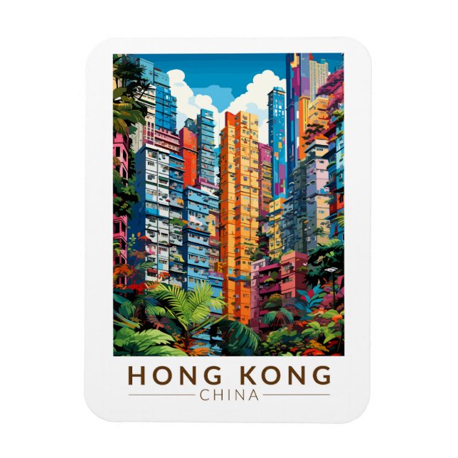 Hong Kong China Apartments Travel Art Vintage Magnet (Vertical)