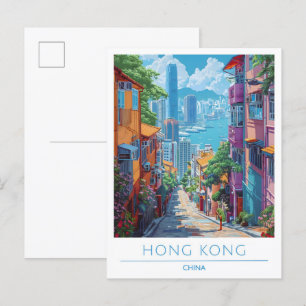 Hong Kong China Art Vintage Travel  Postcard