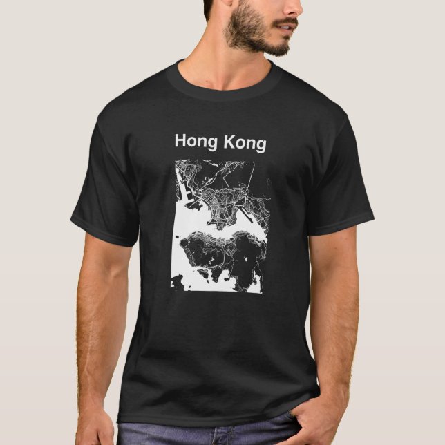 Hong Kong China Classic City Map Graphic T-Shirt (Front)
