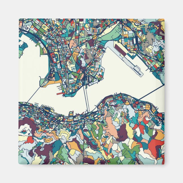 Hong Kong, China Map Magnet (Front)