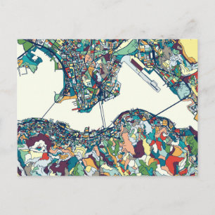 Hong Kong, China Map Postcard