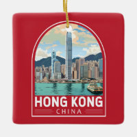 Hong Kong China Travel Art Vintage