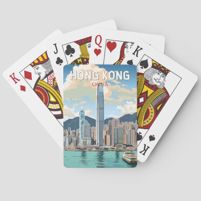 Hong Kong China Travel Art Vintage Playing Cards (Back)