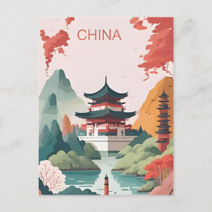 Hong Kong China Travel Art Vintage Yunnan Postcard