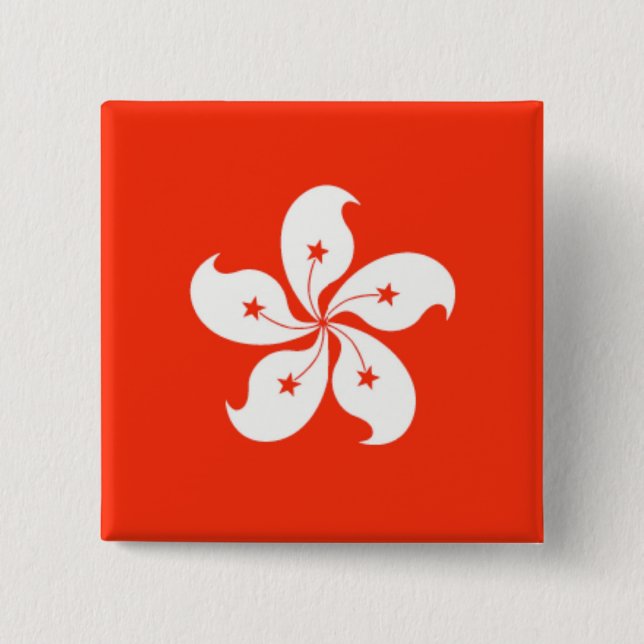 Hong Kong Flag 2 Inch Square Button (Front)