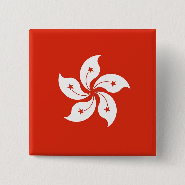 Hong Kong Flag 2 Inch Square Button (Front)