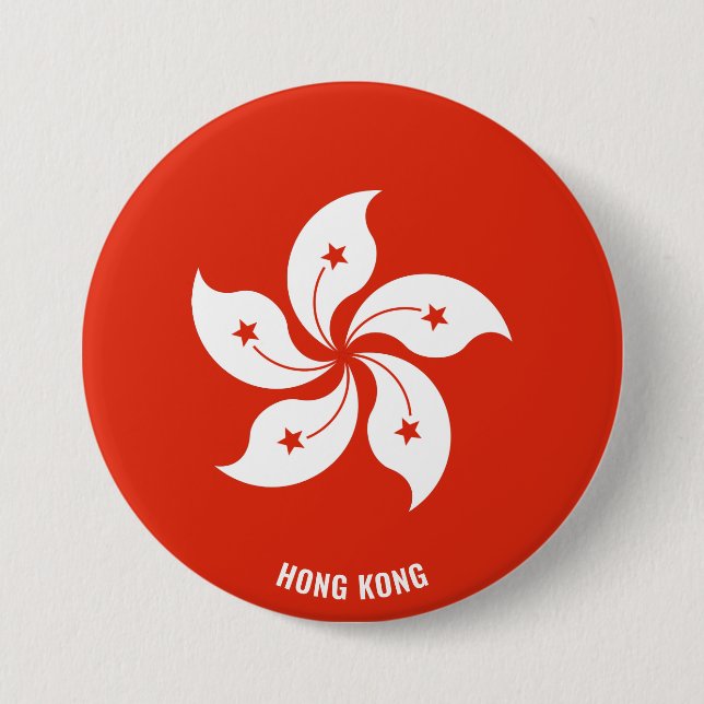 Hong Kong Flag Charming Patriotic 3 Inch Round Button (Front)