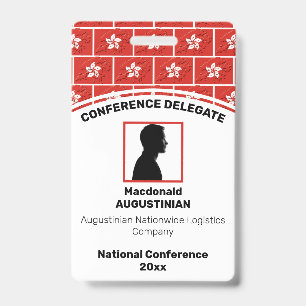 HONG KONG FLAG Customized Logo Photo ID Name Badge