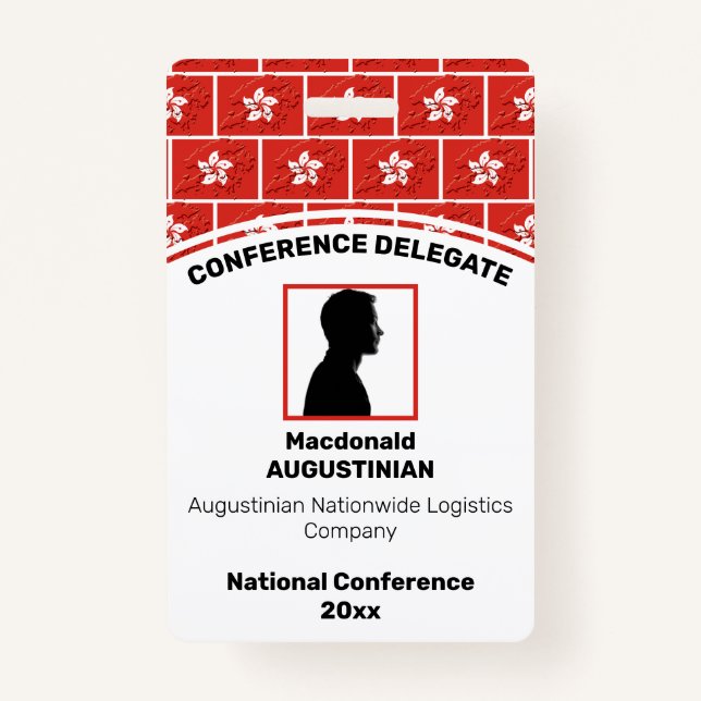 HONG KONG FLAG Customized Logo Photo ID Name Badge (Front)