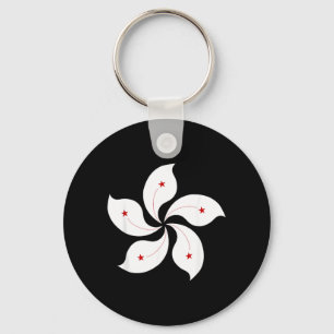 Hong Kong Flag Five Petal Orchid Flower Graphic Keychain