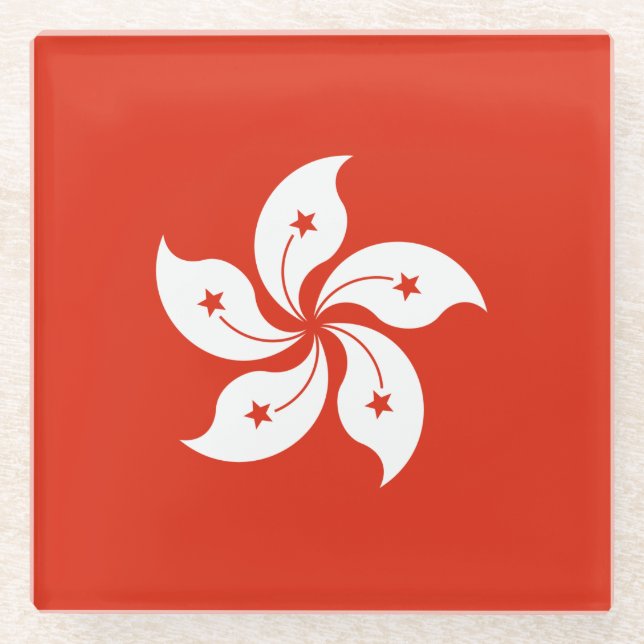 Hong Kong Flag Glass Coaster (Front)