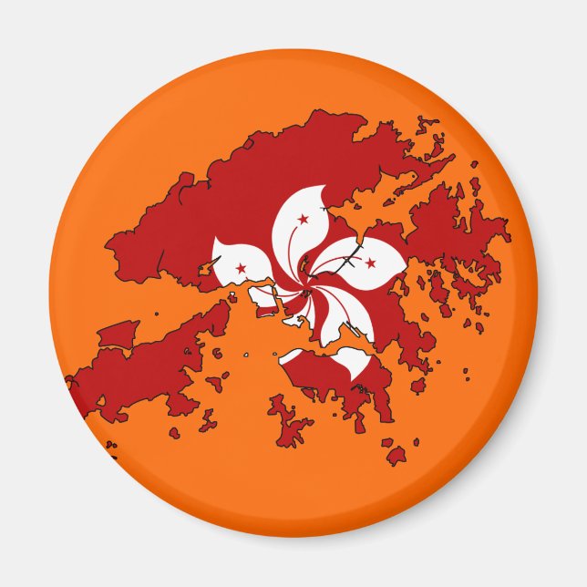Hong Kong flag map Magnet (Front)