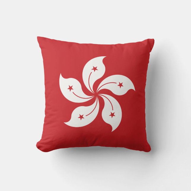 Hong Kong Flag Throw Pillow (Front)