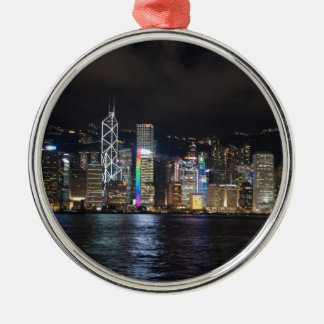 Hong Kong Harbor at night Metal Ornament