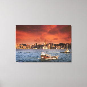 Hong Kong Harbour at Sunset Canvas Print